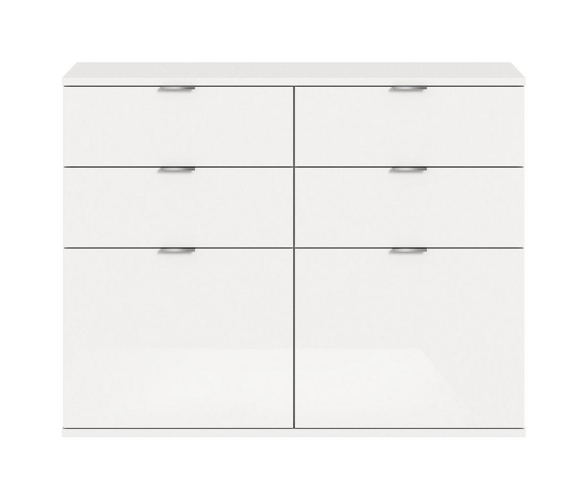 KOMMODE PROJEKT X (B/H/T: ca. 110/85/38 cm) in Weiß/weiß hochglanz - Weiß, Holzwerkstoff (110/85/38cm)