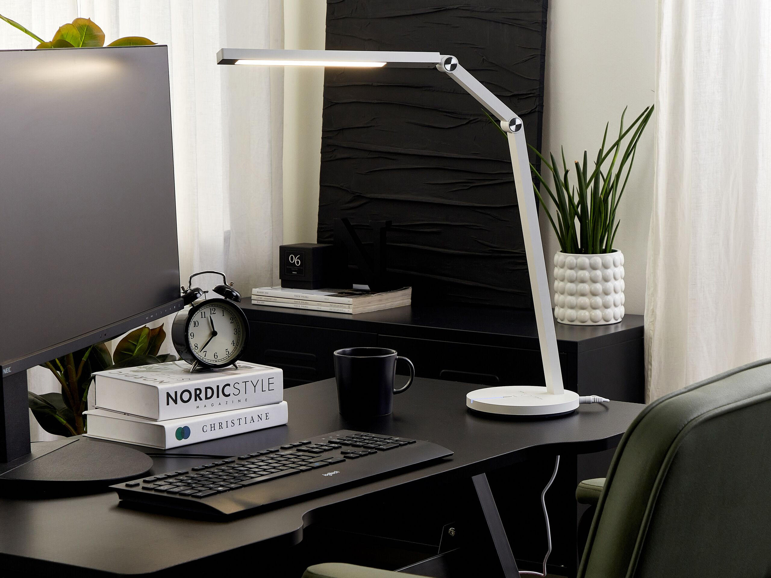 SCHREIBTISCHLAMPE Dorado 17/32/48 cm - Weiß, Kunststoff (17/32/48cm) - Beliani