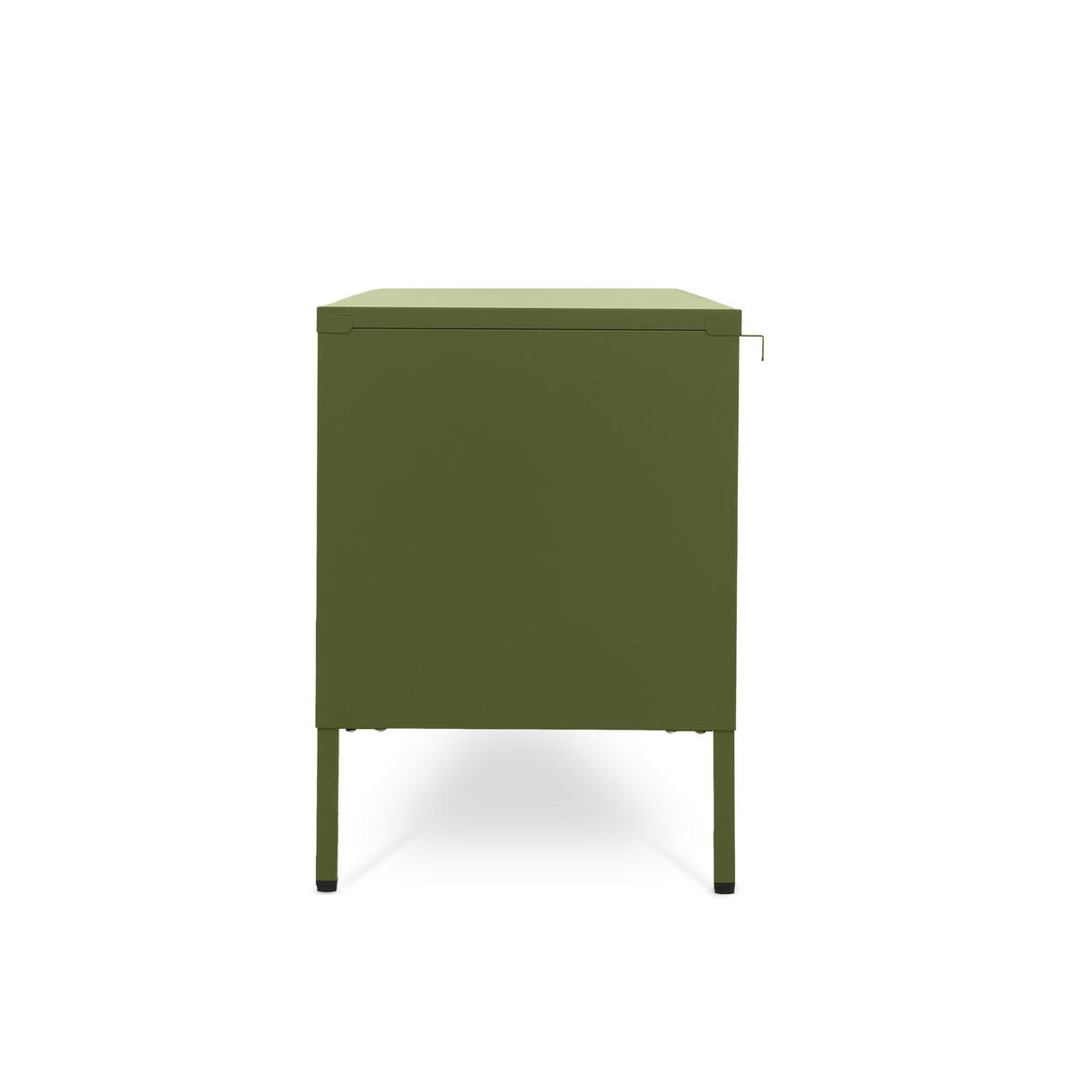 TV-STÄNDER Metall industriell EZRA, 130 cm, 3 Türen, Olivgrün und Sicherheitsglas - Olivgrün, Metall (130/55/40cm) - Sicaan