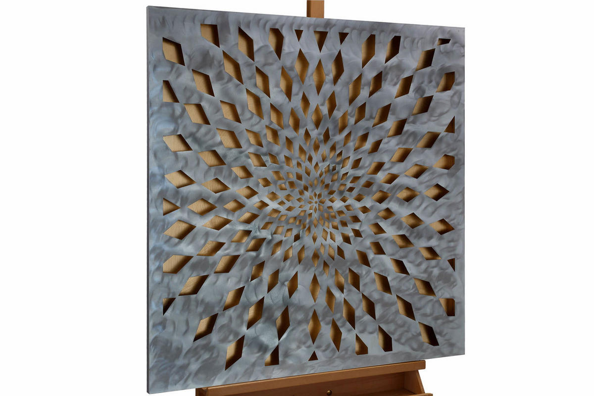 METALLBILD Gold 80/80 cm - Silberfarben/Goldfarben, Metall (3/80cm) - KUNSTLOFT