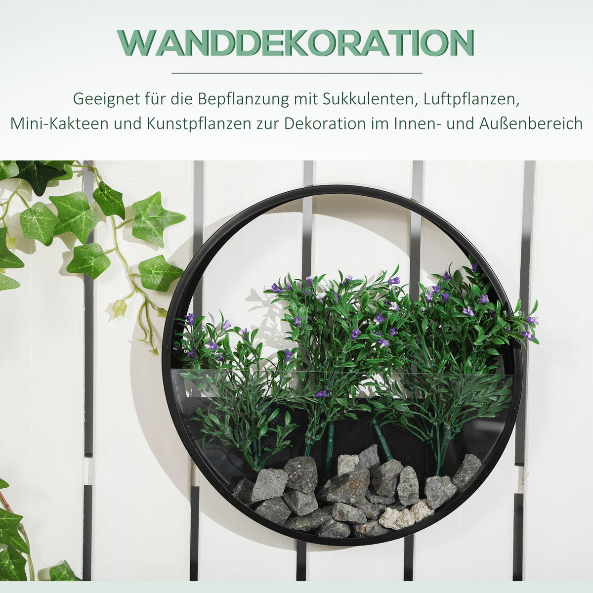 BLUMENTÖPFE, Wandvase für Garten, Wohnzimmer, Stahl, Schwarz - Schwarz, Metall (5cm) - Outsunny