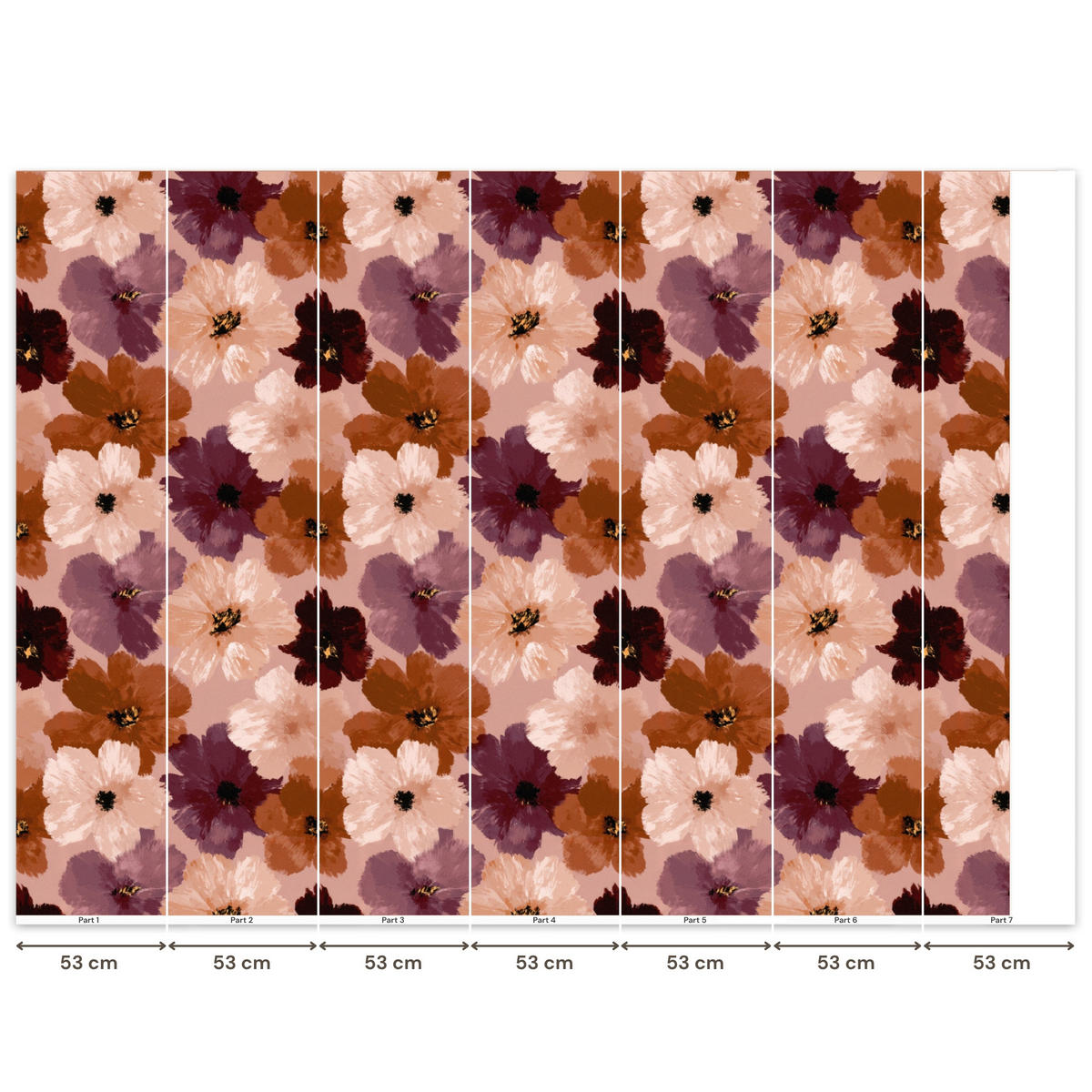 TAPETE - Blumen - Abstrakt - Erdtöne - 300x220 cm - Multicolor, Papier (300/220cm) - OnlyWow
