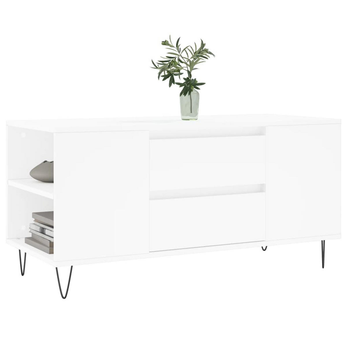 COUCHTISCH Weiß 102x44,5x50 cm Holzwerkstoff - Weiß, Holzwerkstoff (102/44.5/50cm) - furnicato