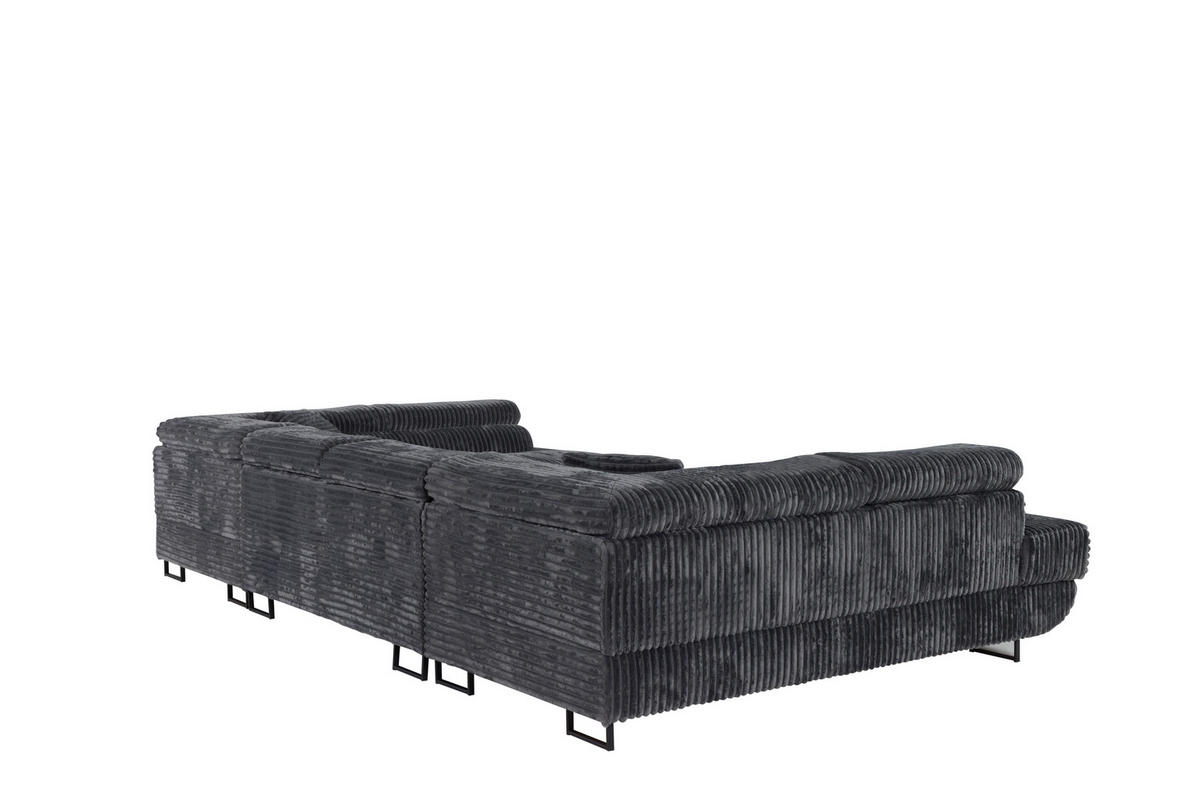 WOHNLANDSCHAFT SERENA U mit Stauraum, Grau - Grau, Textil (340/90/205cm) - KS Home Concept