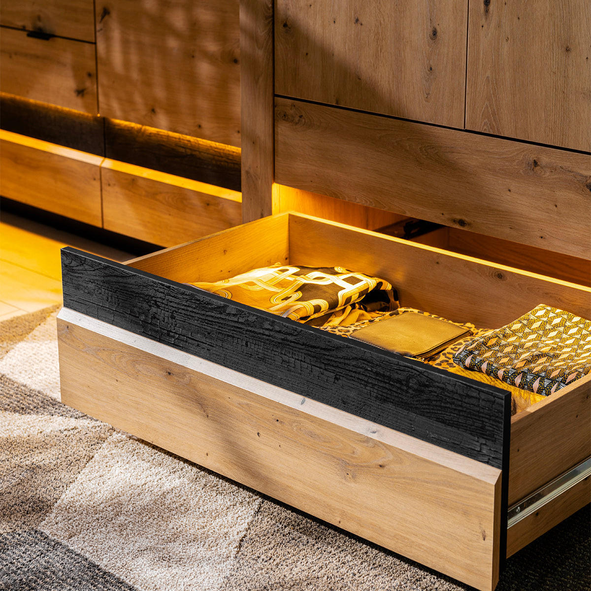 KLEIDERSCHRANK 2 Türen Glenn Holz und Schwarz - Braun, Holzwerkstoff (100/199/56cm) - Petits-meubles