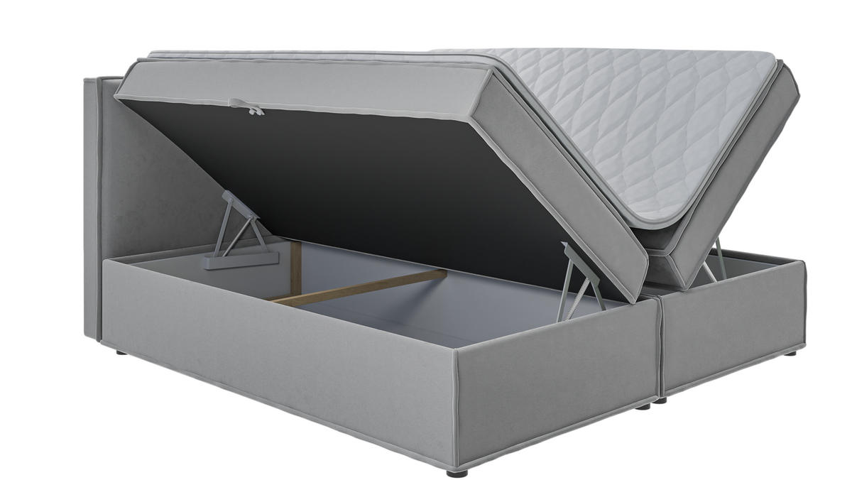 BOXBETT Eclipse 200/200 cm Grau Luxusmicrofaser - Schwarz/Grau, Holz/Kunststoff (200/200cm) - S-Style Möbel