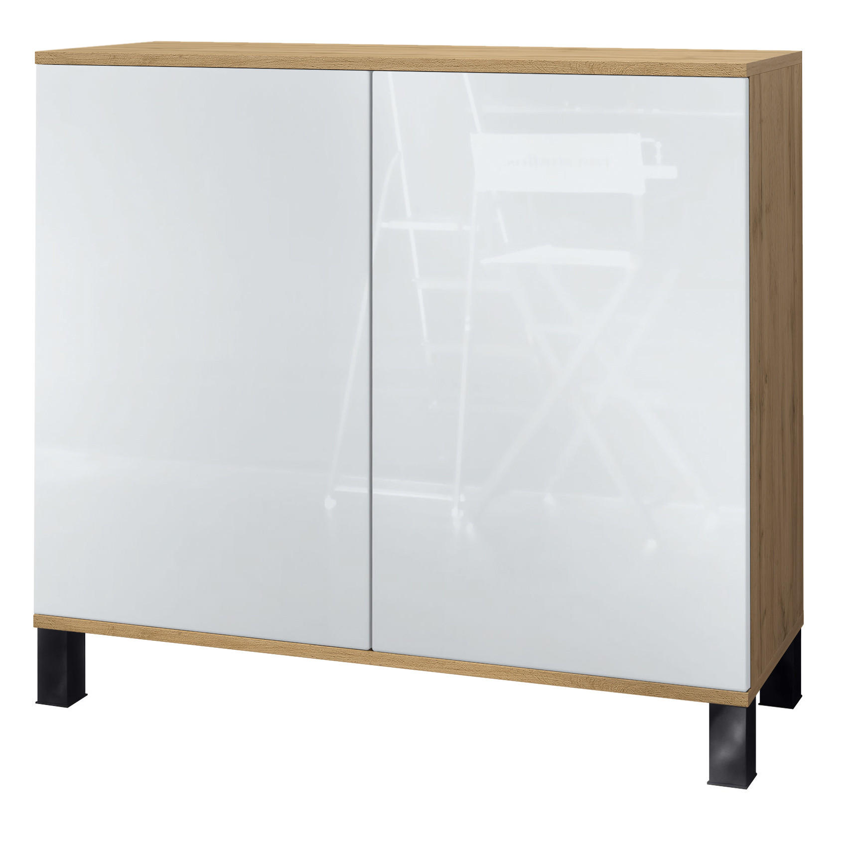 Vladon Kommode Weiß Hochglanz 92.5x84.5x35 cm
