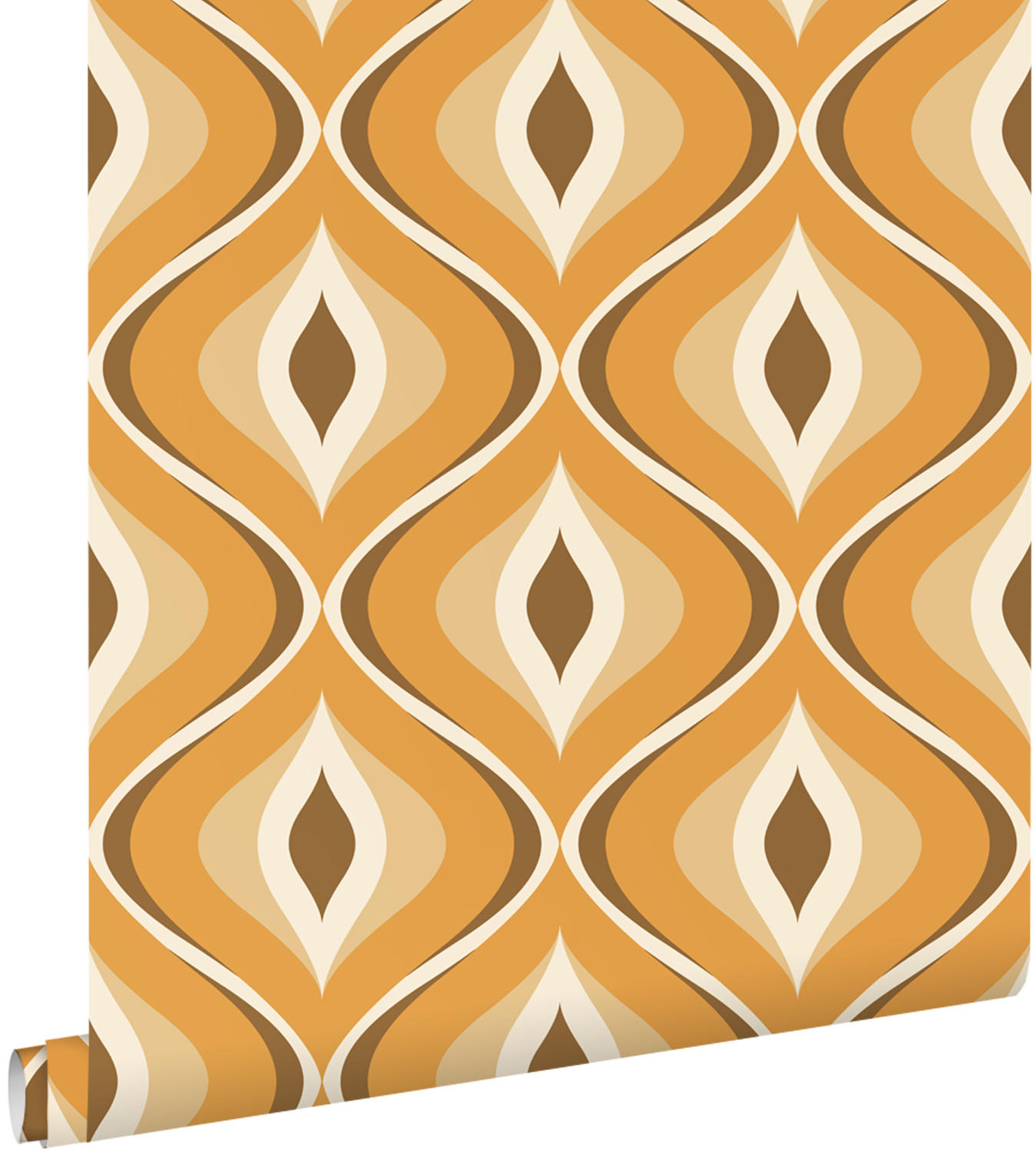 TAPETE Retro-Ornamente 50 x 900 cm - Orange, Papier (50/900cm) - ESTAhome