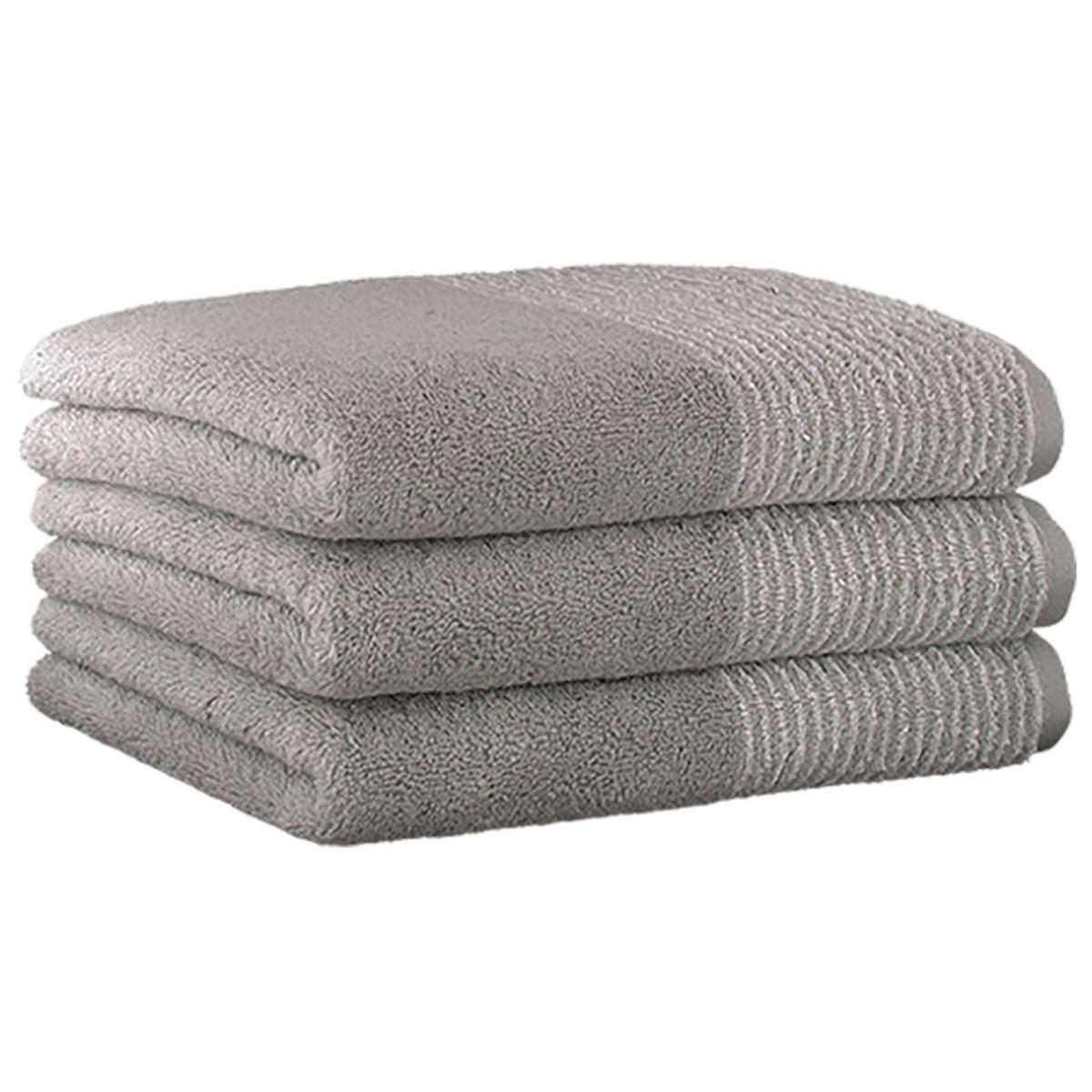 GÄSTETUCH Unisex Luxury Home Two-Tone Grau 3er Pack Baumwolle - Grau, Naturmaterialien (30/50cm) - Cawoe