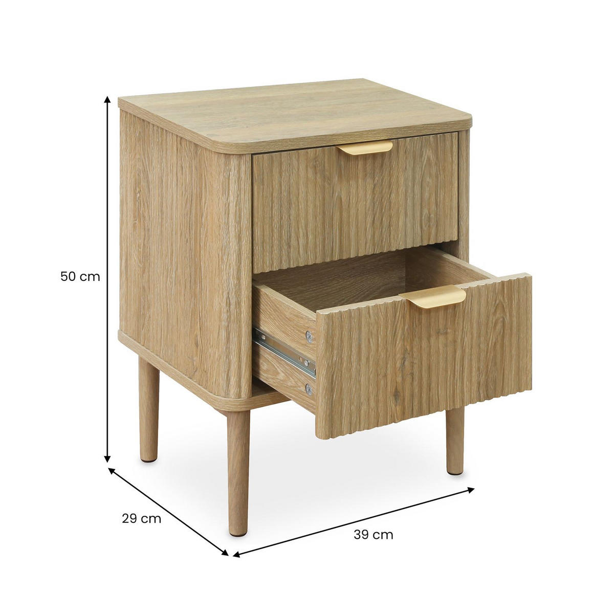 NACHTTISCH ALMA Eiche - Eichefarben, Holzwerkstoff (39/51/30cm) - IDIMEX