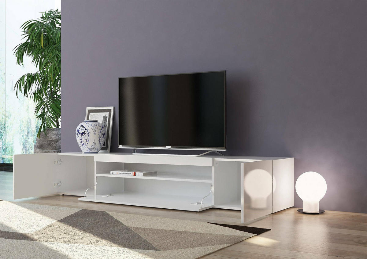 FERNSEHSCHRANK Glänzendes Weiß 40/200/37 cm - Weiß, Holzwerkstoff (200/37/40cm) - DMORA