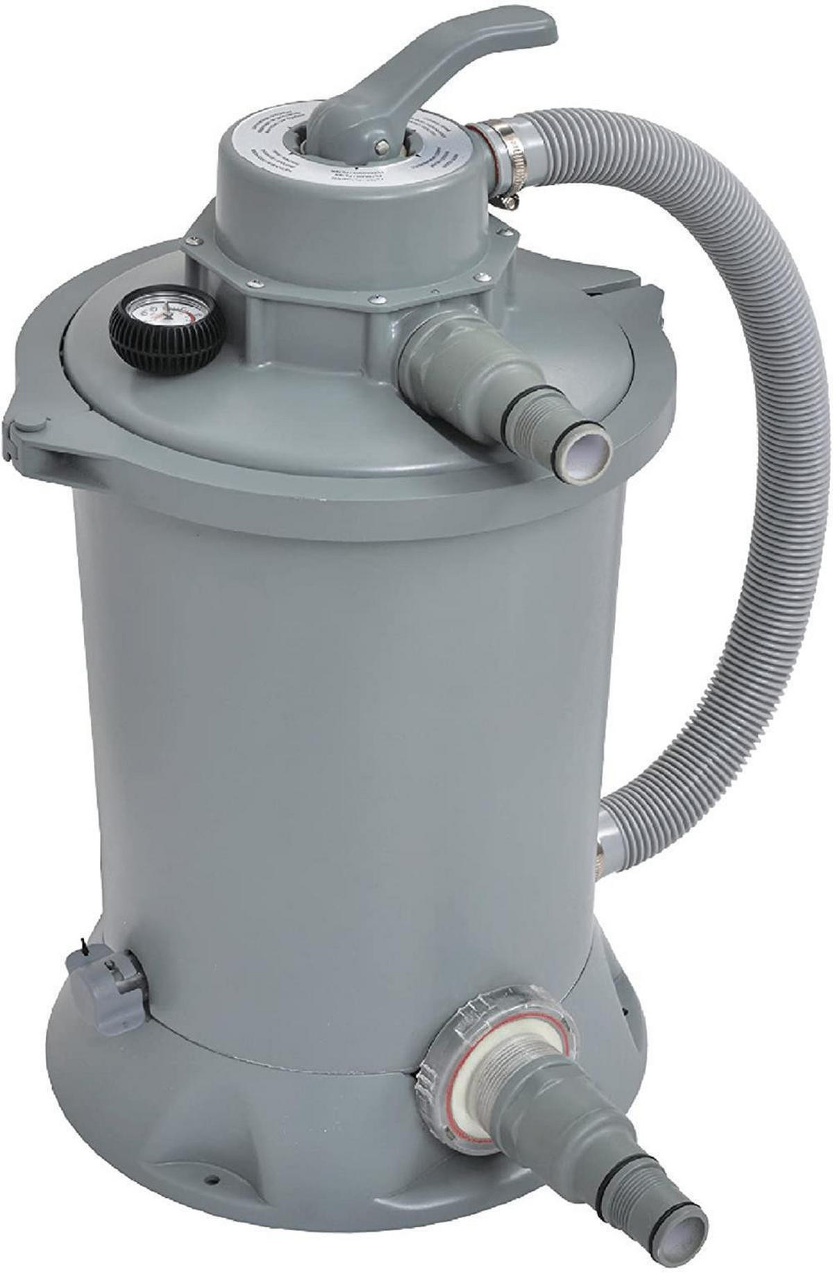 POOL Komplettset rechteckig 549 x 305 x 122 cm grau mit Sandfilter und Leiter - Grau, Kunststoff/Metall (305/122/549cm) - Avenli