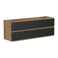 WASCHBECKENUNTERSCHRANK hängend - 150 cm - Holzfarben hell & Schwarz - SABURI - Schwarz, Holz (150/55/45.5cm) - Vente-Unique