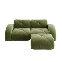 ECKSOFA 204/171/76 cm in Grün aus Chenille mit Hocker - Grün, Textil (171/204cm) - Flora Grace