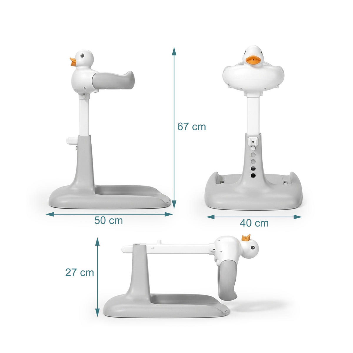 DUSCHSTÄNDER Weiß Grau Orange Baby höhenverstellbar klappbar 67 cm - Grau, Kunststoff (50/40cm) - Relaxdays