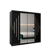 SCHWEBETÜRENSCHRANK 200/200/62 2-türig - Silberfarben/Schwarz, Holz/Kunststoff (200/200/62cm) - Abiks Möbel