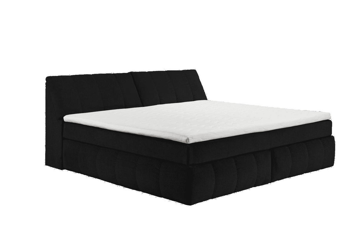 BOXSPRINGBETT XXL 240x200 – 7‑Zonen-Tonnentaschenfederkern, H2, Topper, Unterbox & Bettkasten - Schwarz, Holz/Kunststoff (200/240cm) - ed exciting design