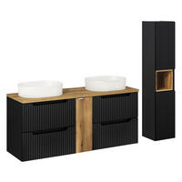 KOUPELNOVÝ NÁBYTEK 140.4cm Riva 2er-Set Černá a dřevěná - černá, kompozitní dřevo (140.4/59/40cm) - Petits-meubles