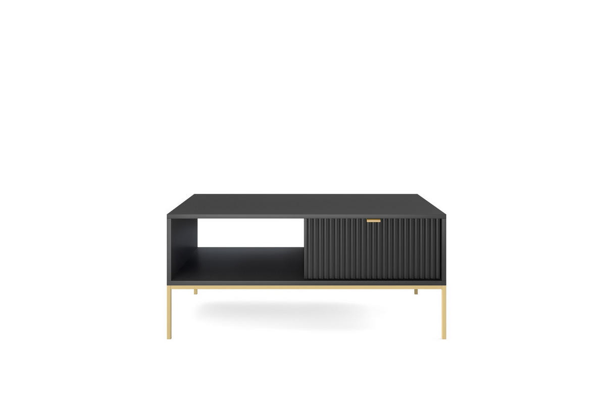 COUCHTISCH NOVA - L104, goldenen Akzenten, 104x68x46 cm Schwarz - Goldfarben/Schwarz, Holzwerkstoff/Kunststoff (68/104/46cm) - DomoHome