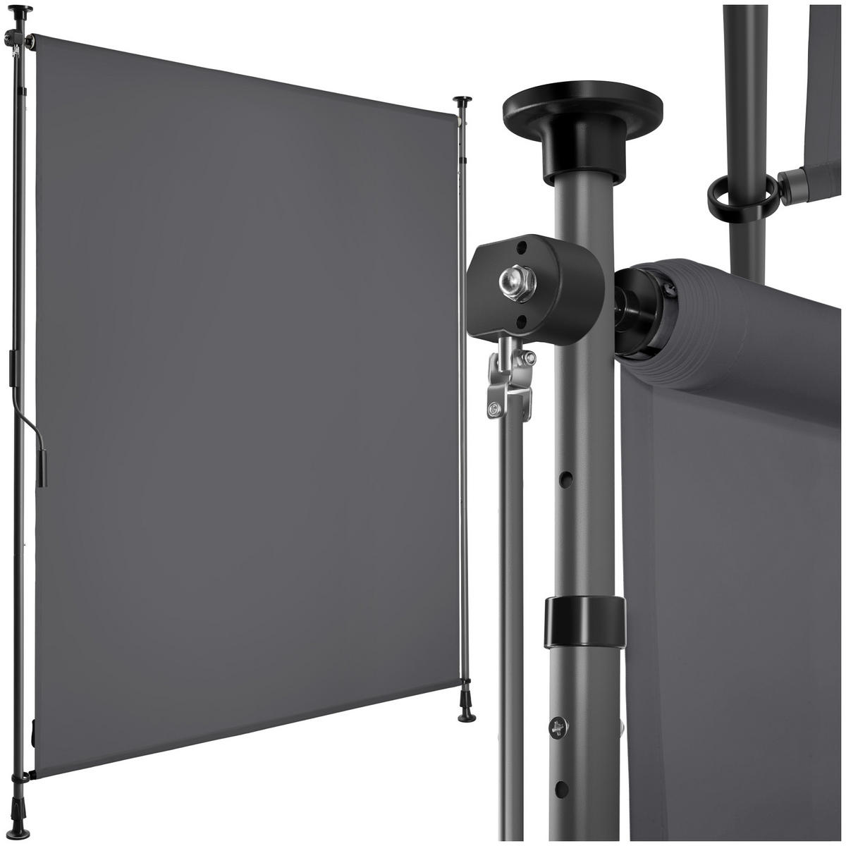 KLEMMMARKISE Taija,leichtgängige Handkurbel,dunkelgrau - Dunkelgrau, Kunststoff (128/310cm) - tectake