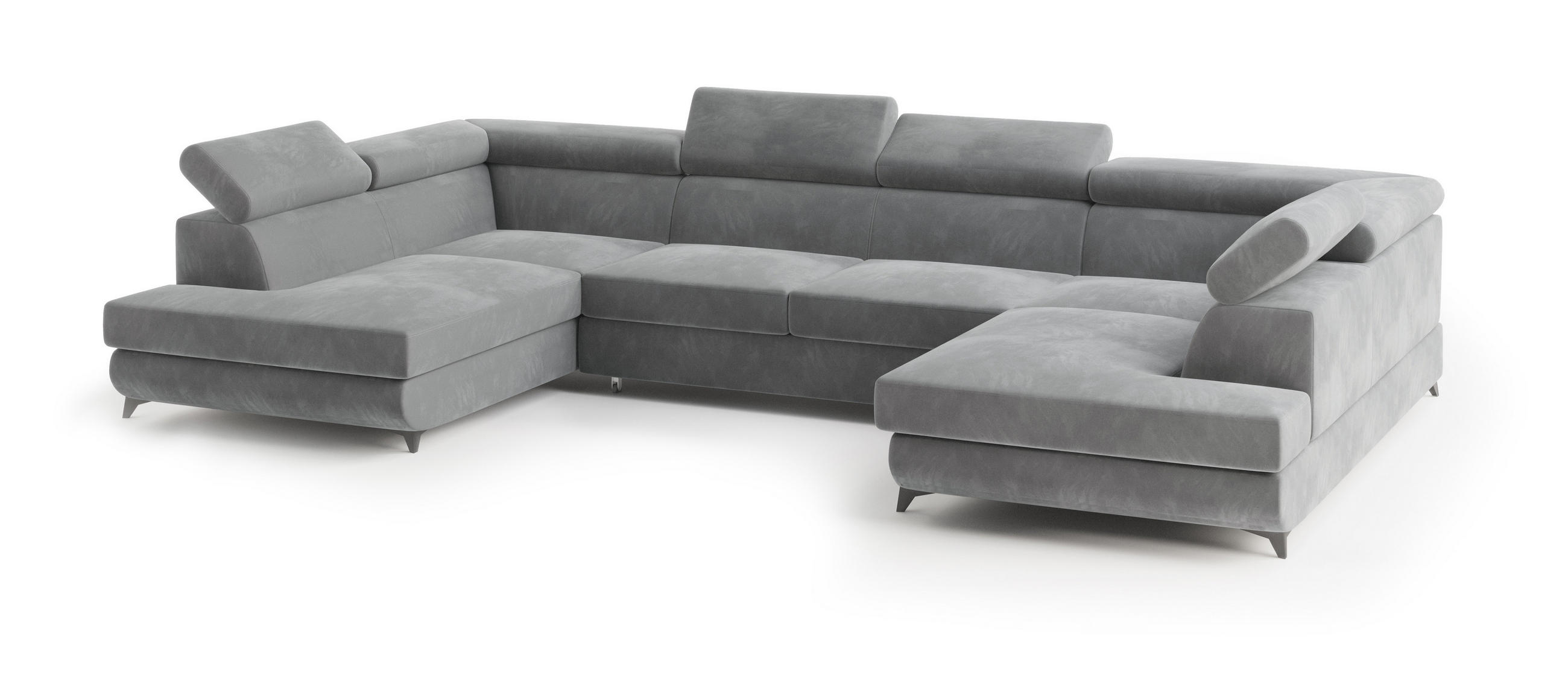 ROHOVÁ SEDAČKA VINTESSA světle šedá - černá/světle šedá, kov/dřevo (323/190cm) - MASSENO