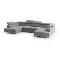 ROHOVÁ SEDAČKA VINTESSA světle šedá - černá/světle šedá, kov/dřevo (323/190cm) - MASSENO