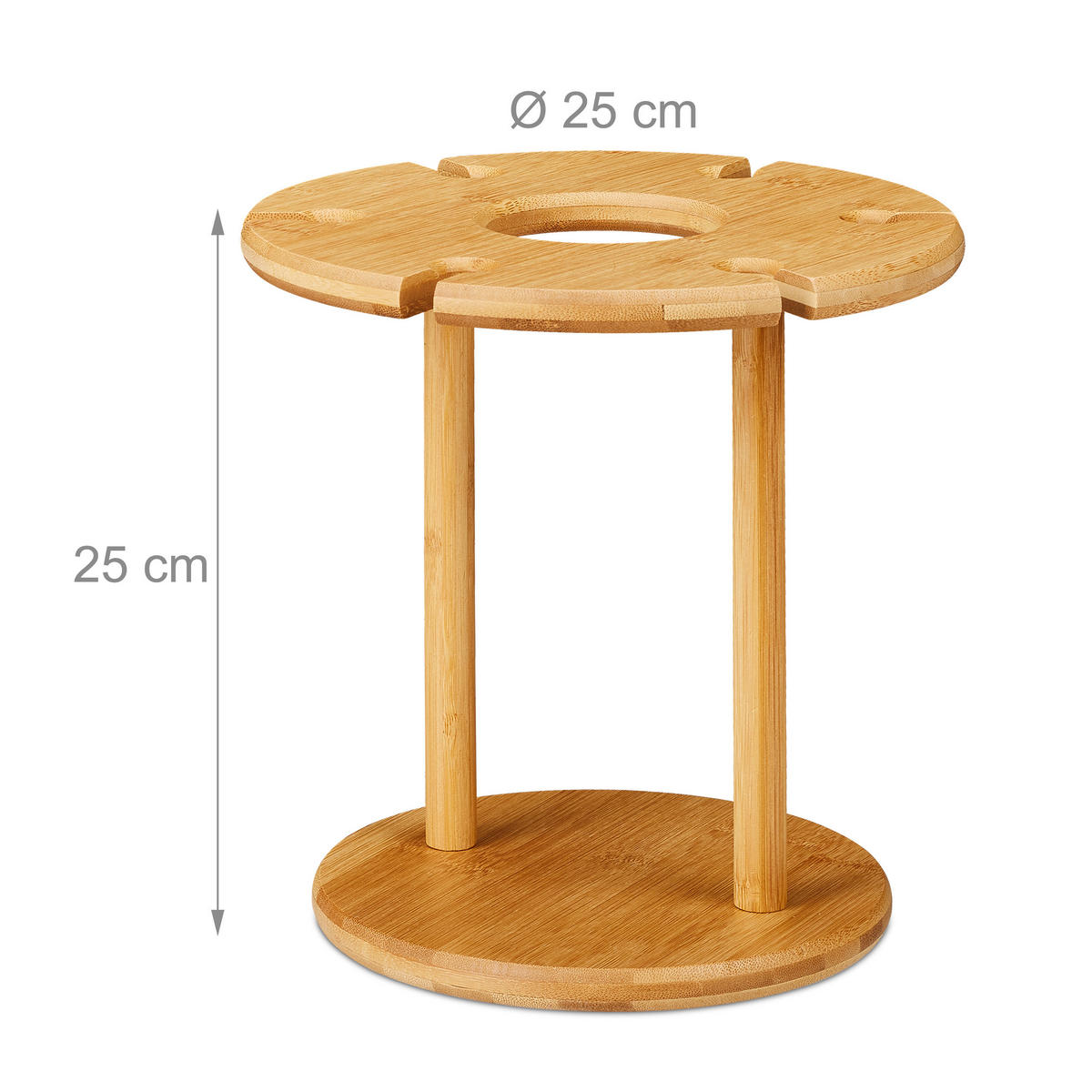 WEINGLASHALTER - Hellbraun, Holz (25/25/25cm) - Relaxdays