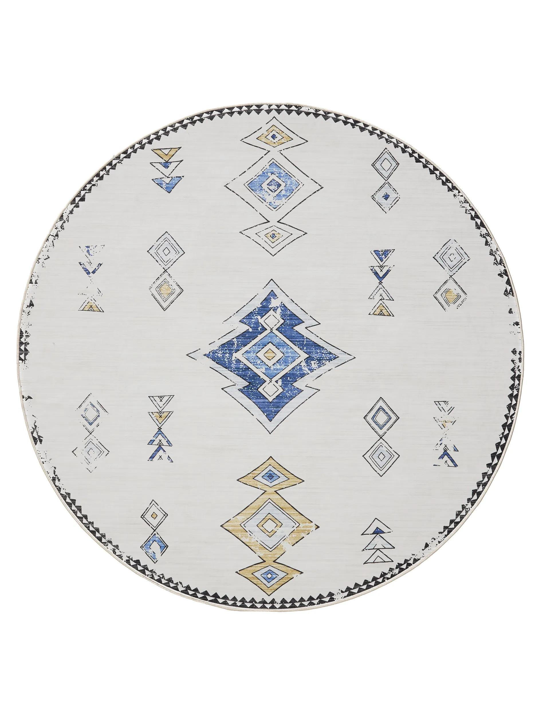 VINTAGE-TEPPICH George waschbar ø 160 cm rund - Beige/Multicolor, Kunststoff (160/160cm) - benuta