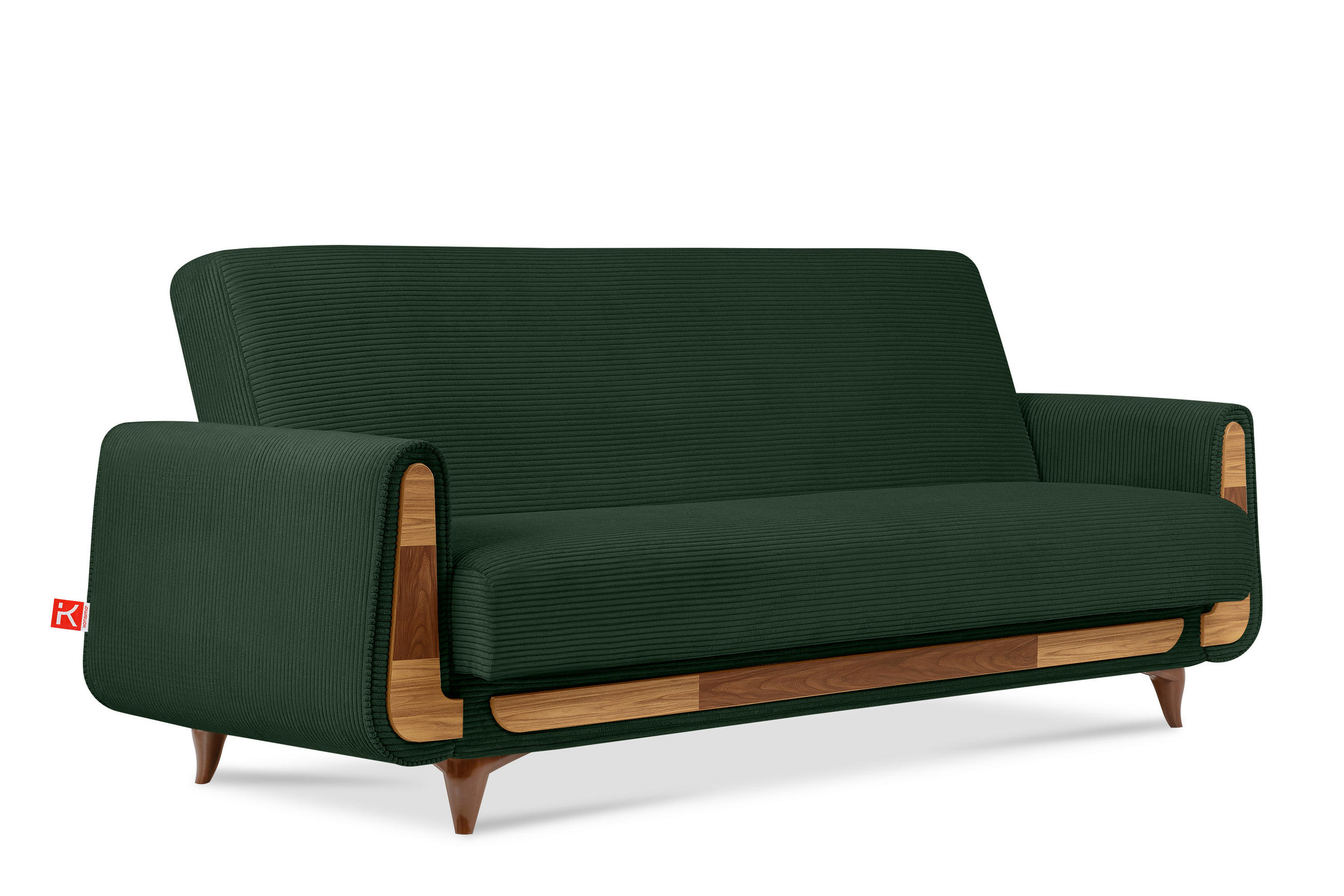 3-SITZER-SCHLAFSOFA GUSTAVO II mit Armlehnen, Dunkelgrün - Dunkelgrün, Holz/Holzwerkstoff (230/98/98cm) - KONSIMO®
