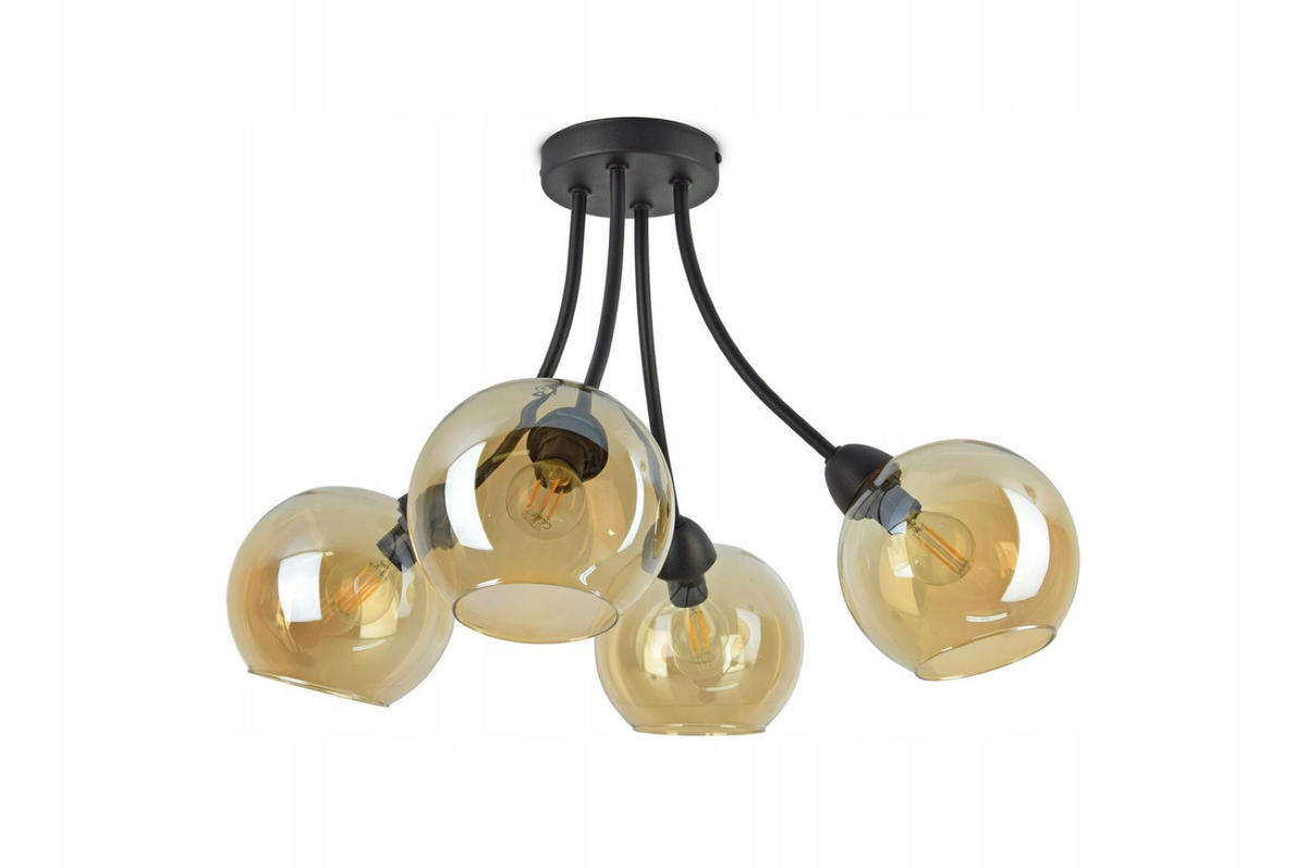 DECKENLEUCHTE Kogel - Transparent/Schwarz, Glas/Metall (60/60/37cm) - kiki design
