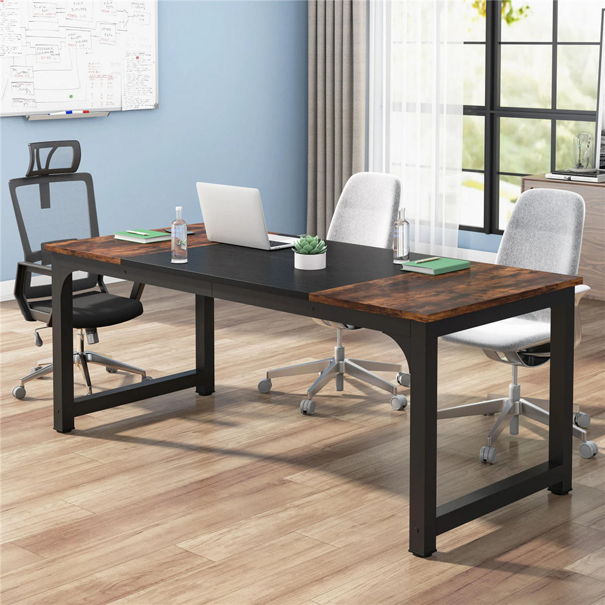 SCHREIBTISCH 180/80/75 cm Braun Schwarz Computertisch - Braun, Holz (180/80/75cm) - Kaket
