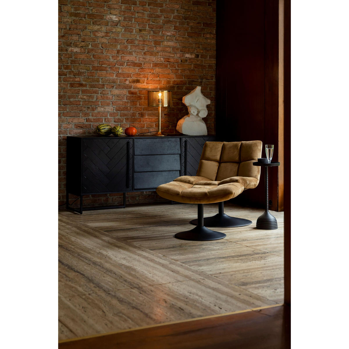 SESSEL Bar Bouclé Goldbraun - Braun, Textil (76/78/74cm) - Dutchbone