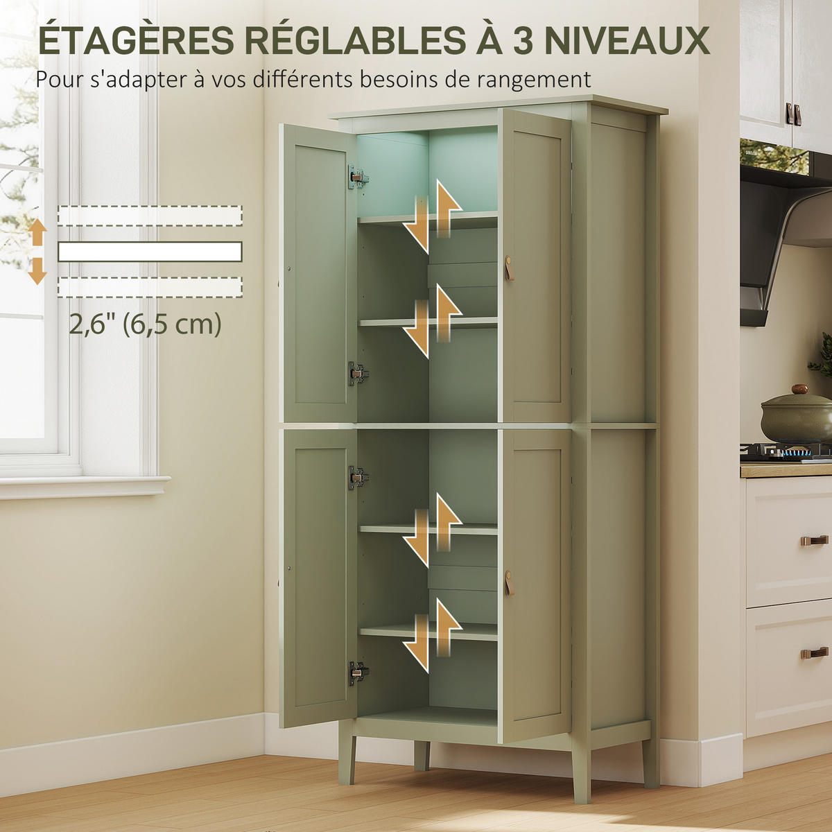 HIGHBOARD DE-11186 Höhenwandschrank mit LED & Bewegungssensor Grün - Grün, Holzwerkstoff (40/176.5/80cm) - ComfortXL