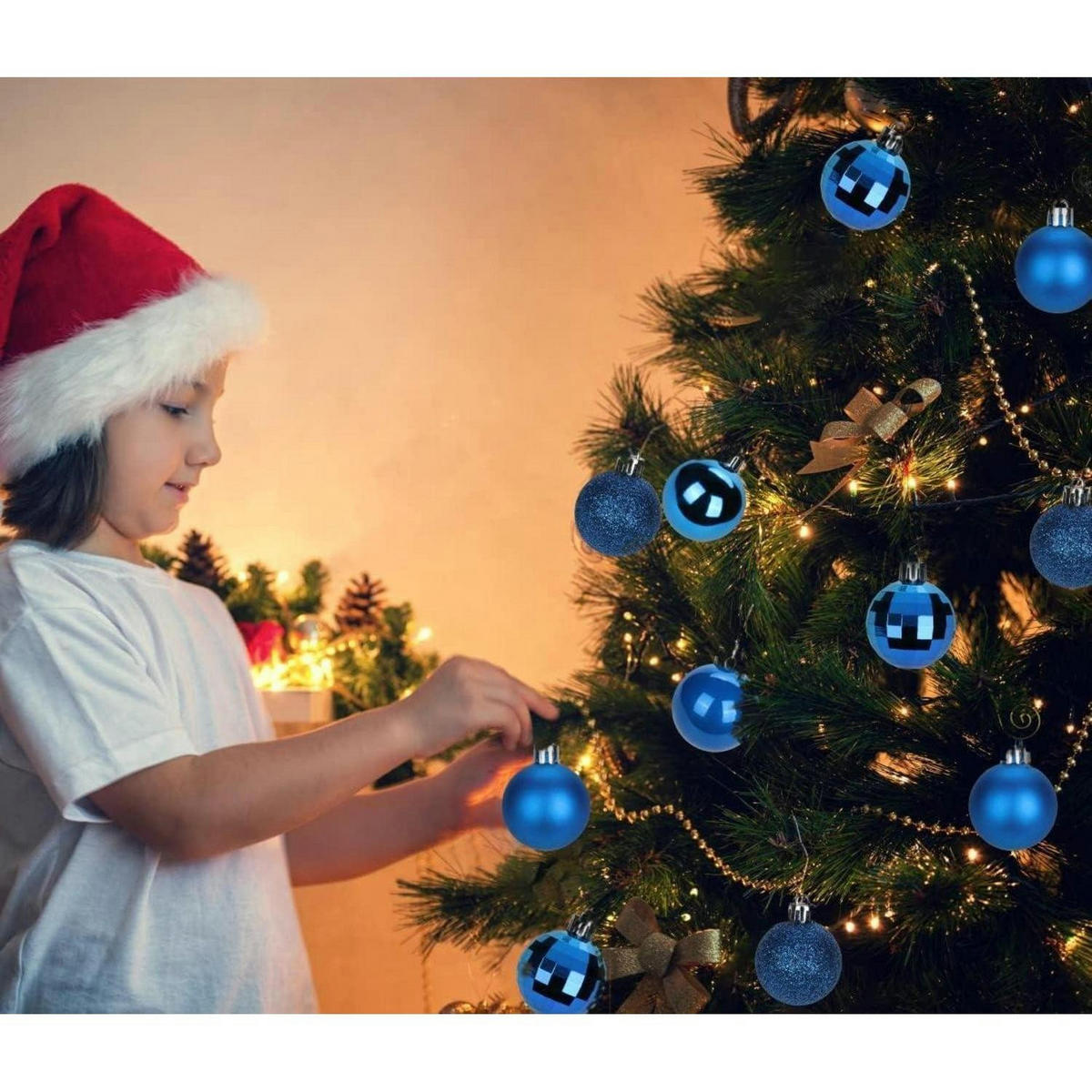 WEIHNACHTSKUGELN 40-teiliges Set 4 cm Blau bruchsicher Kunststoff - Multicolor, Kunststoff (4/4/4cm)