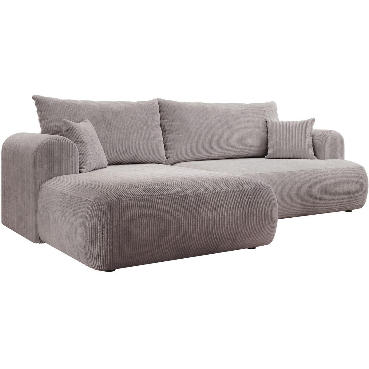 ECKSOFA Ovo Cord mit Cordbezug Hellgrau, links - Hellgrau/Schwarz, Textil (260/165cm) - Selsey