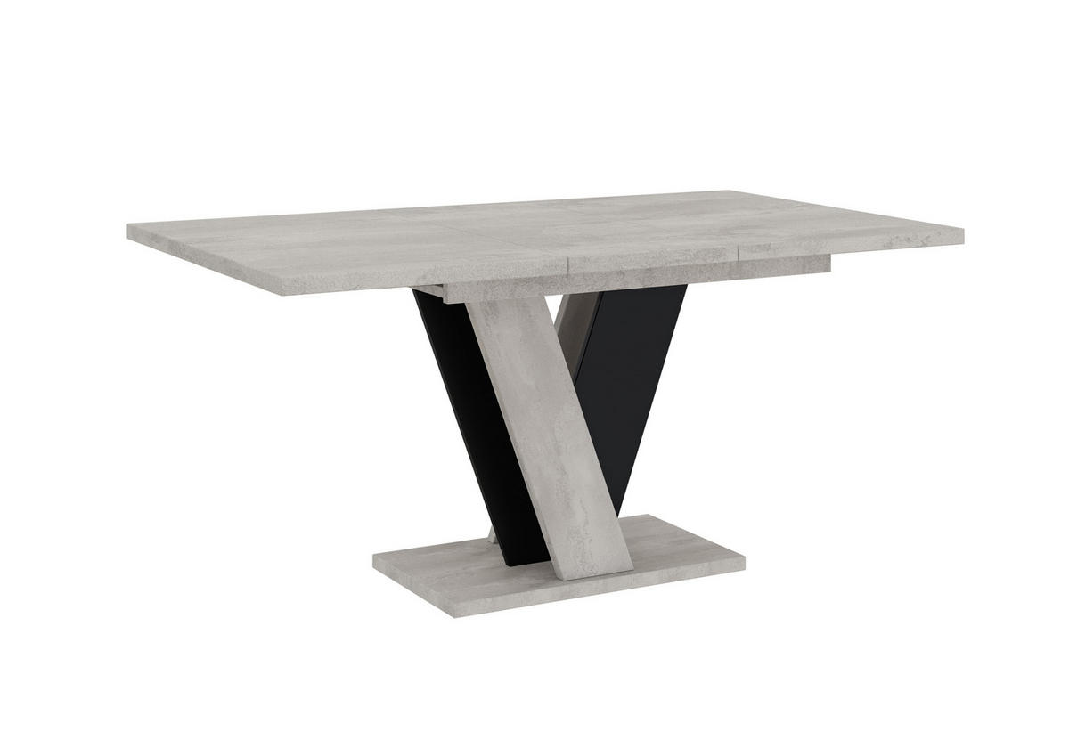 ESSTISCH Ausziehbar 120 - 160 cm Betonoptik und Schwarz - Schwarz/Grau, Holzwerkstoff (120/90/75cm) - PROSPERO