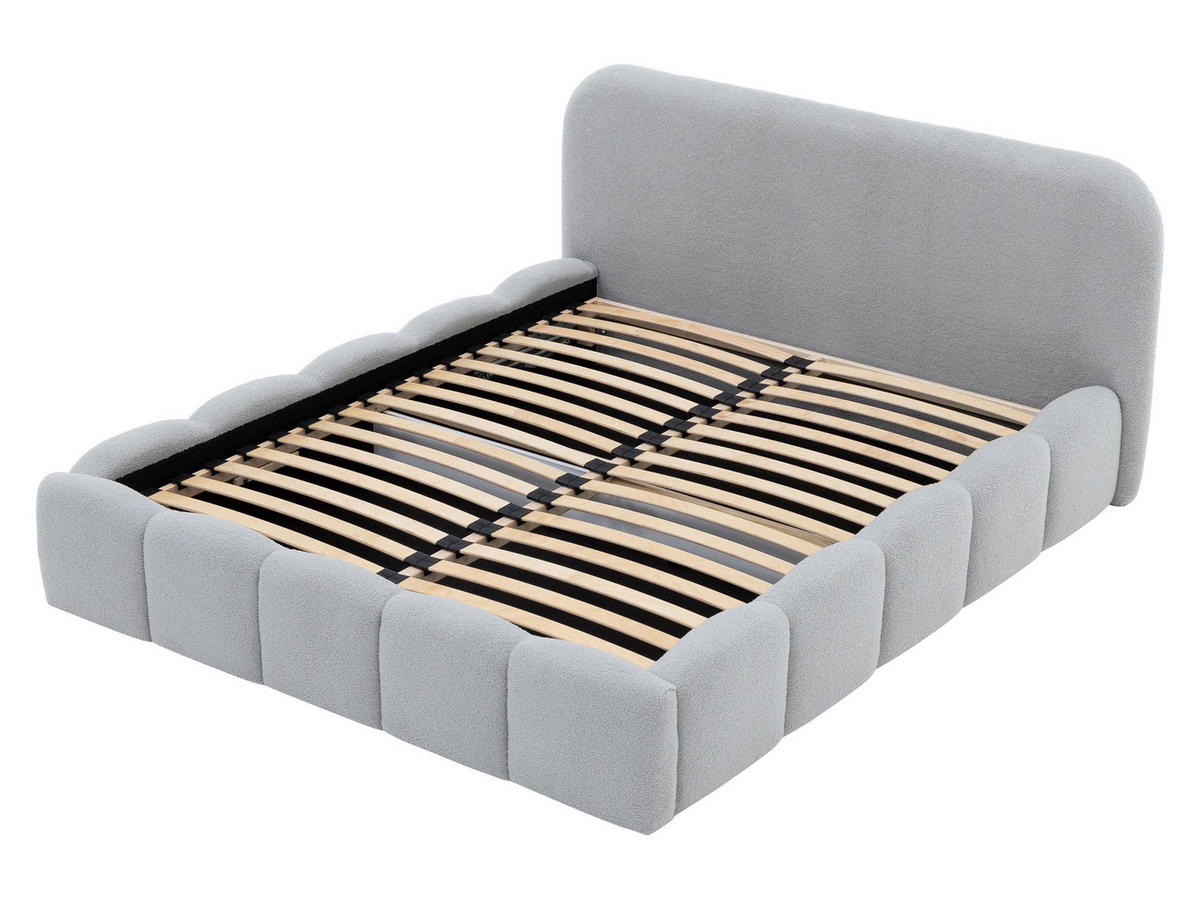 POLSTERBETT Refola Boucle - Hellgrau/Schwarz, Holz/Holzwerkstoff (140/200cm) - MIRJAN24