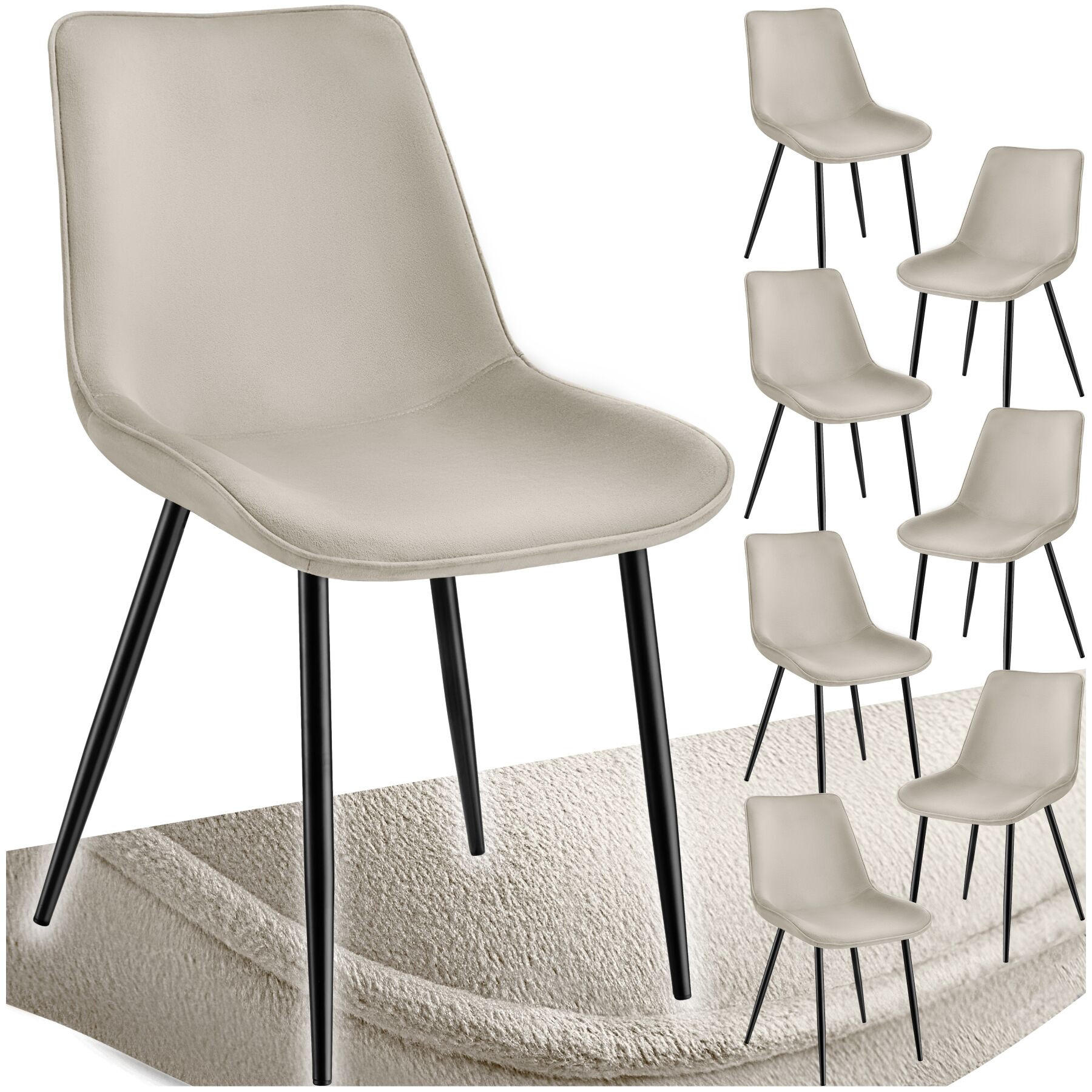 STUHL 8er Set Monroe 48 x 59 x 82 5 cm creme - Creme, Textil (48/82.5/59cm) - tectake