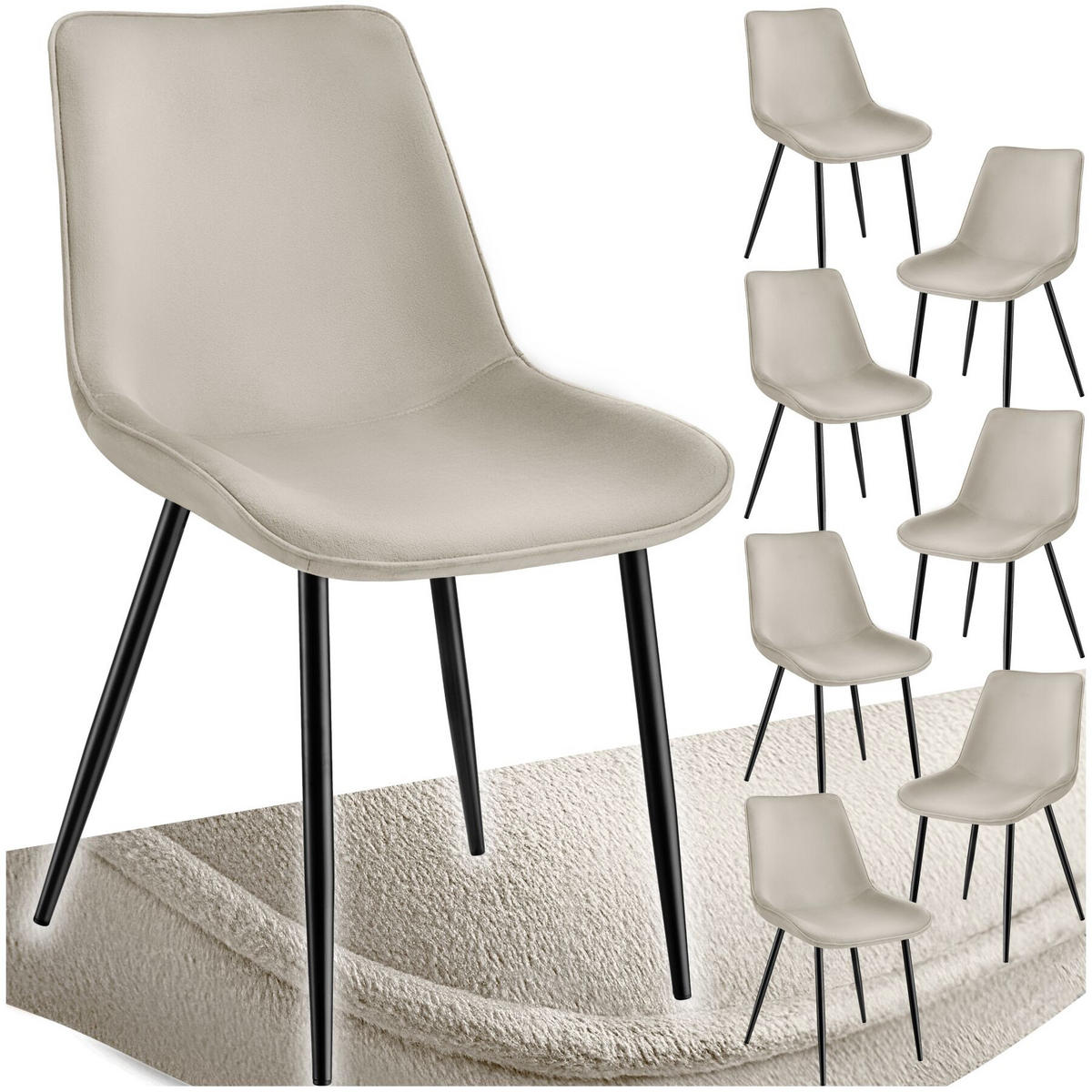 STUHL 8er Set Monroe 48 x 59 x 82 5 cm creme - Creme, Textil (48/82.5/59cm) - tectake