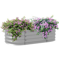 PFLANZENBEET, Kräuterbeet für Garten, Balkon, Silber, 105 x 62 x 30 cm - Silberfarben, Metall (62/30/105cm) - Outsunny