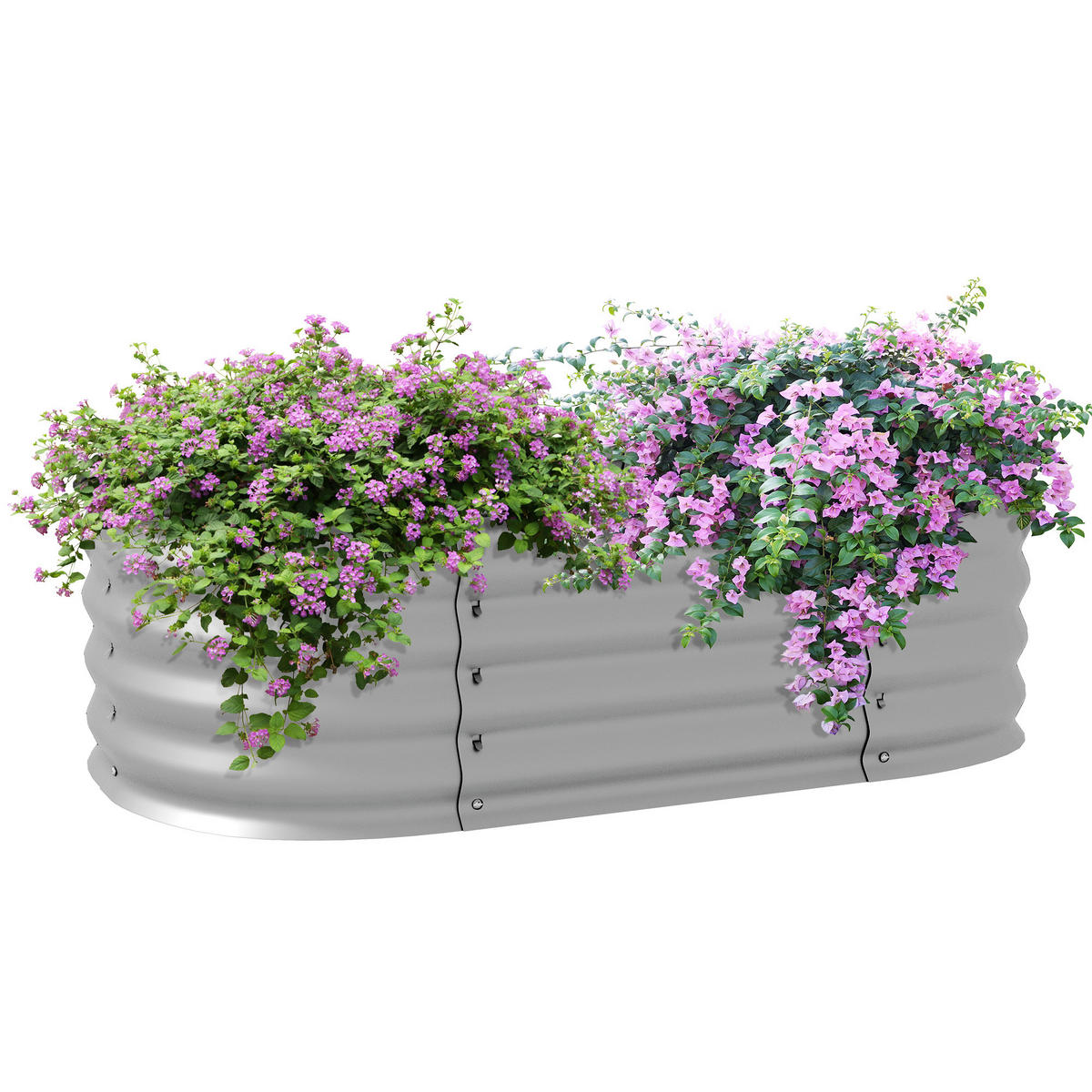 PFLANZENBEET, Kräuterbeet für Garten, Balkon, Silber, 105 x 62 x 30 cm - Silberfarben, Metall (62/30/105cm) - Outsunny
