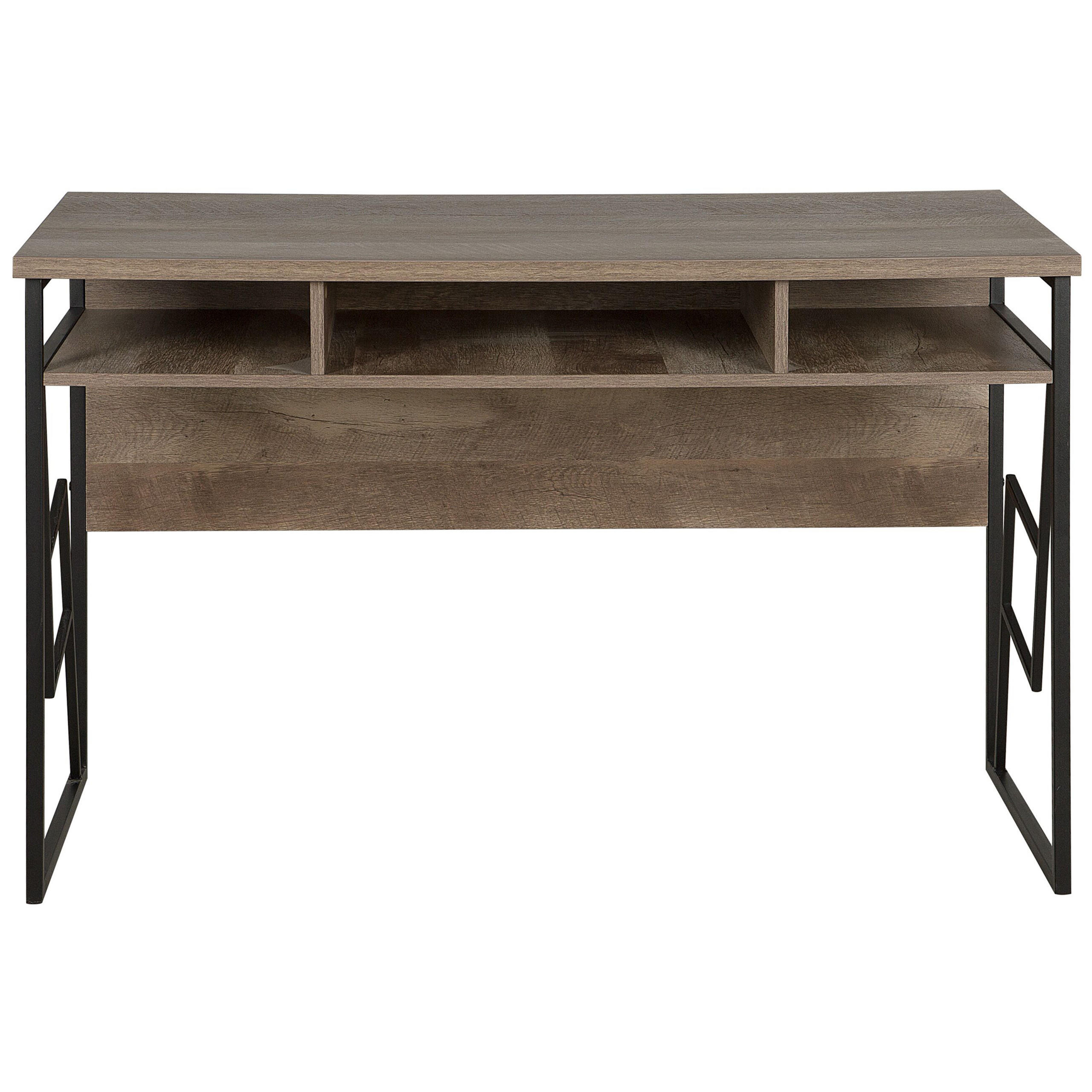 SCHREIBTISCH dunkler Holzfarbton 120/60/76 cm Forres - Dunkelgrau, Holzwerkstoff (60/120/76cm) - Beliani