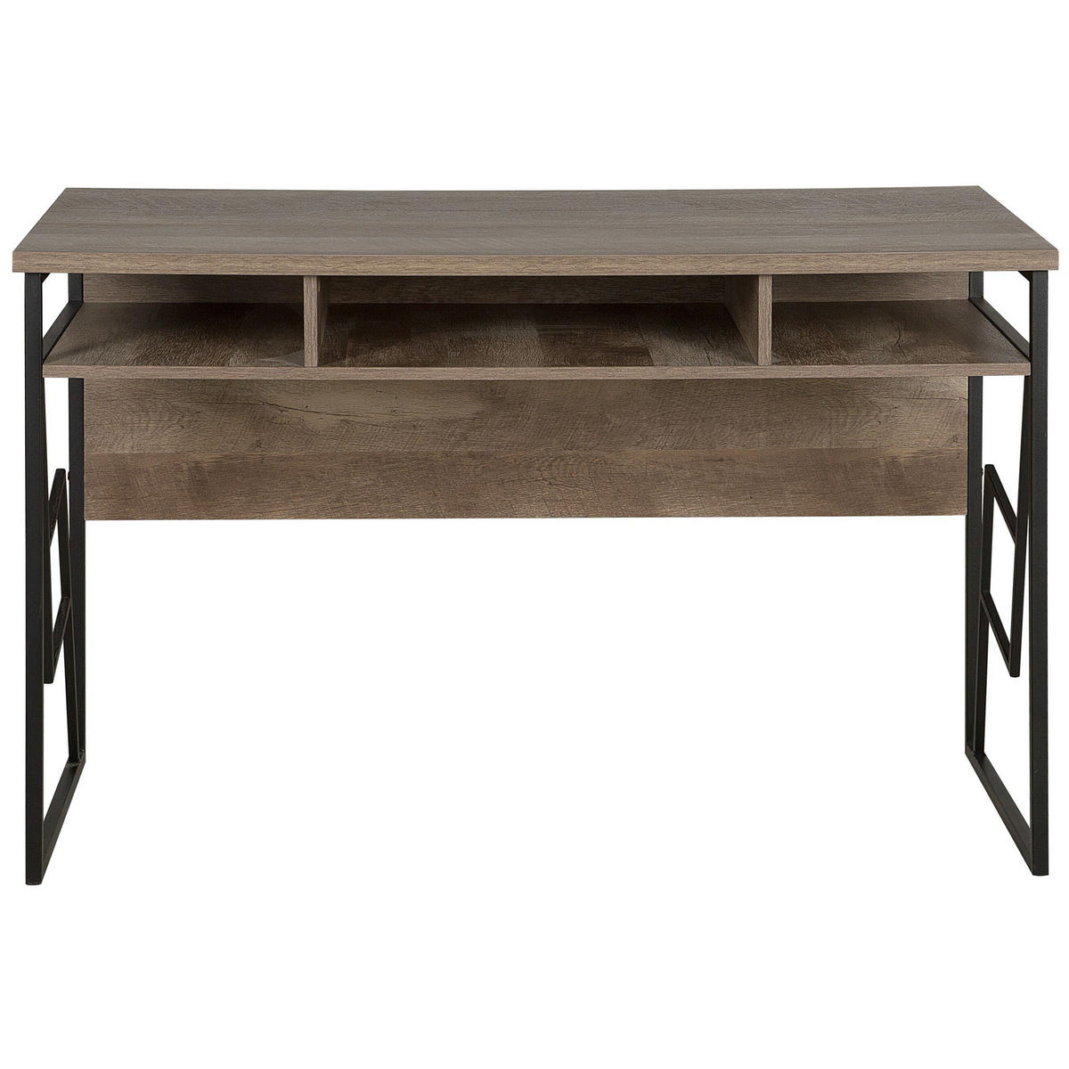 SCHREIBTISCH dunkler Holzfarbton 120/60/76 cm Forres - Dunkelgrau, Holzwerkstoff (60/120/76cm) - Beliani