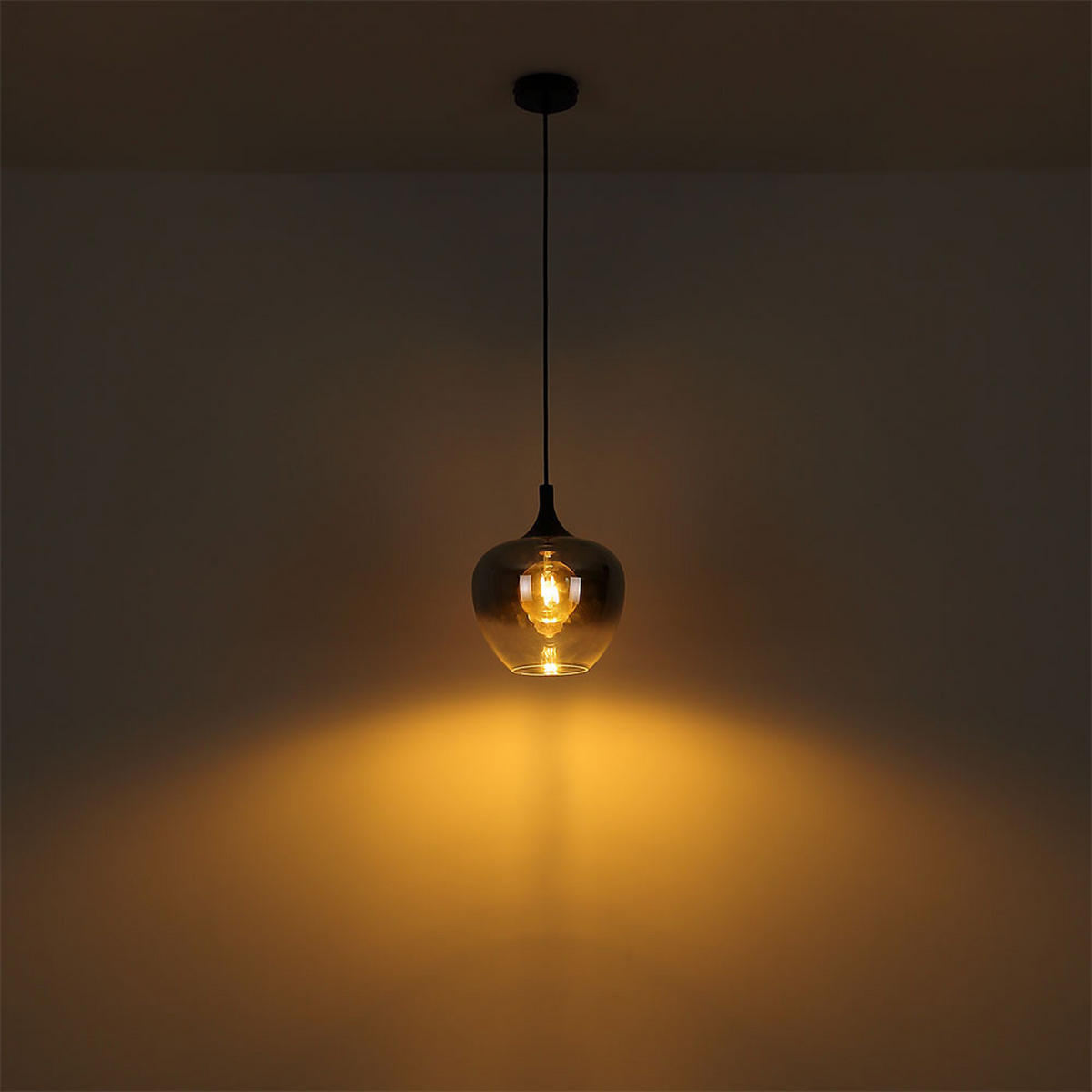 LED HÄNGELEUCHTE Metall Rauchfarben - Schwarz, Glas (24/24/120cm) - Globo Lighting