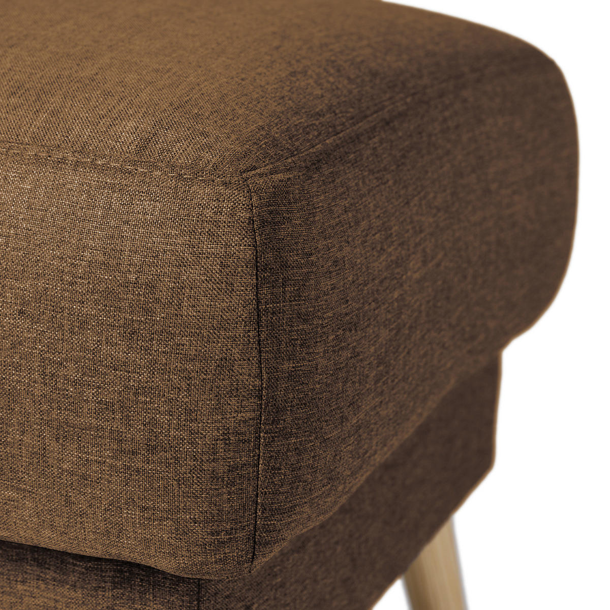 POLSTERHOCKER - Webstoff - Hellbraun/Dunkelbraun, Holz/Textil (77/46/62cm) - home24