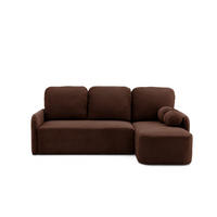 ECKSOFA CASPER L Rechts mit Schlaffunktion 132x198 Cord Dunkelbraun - Dunkelbraun/Schwarz, Holz/Kunststoff (145/217cm) - NACANAPA
