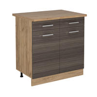 KÜCHENUNTERSCHRANK R-Line Edelgrau 80 cm , AP Eiche - Honigeiche/Eiche Wotan, Holzwerkstoff (80/81.6/60cm) - Vicco