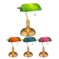 TISCHLEUCHTE Antique Messing Grün - Messingfarben, Glas (26.5/18/36cm) - Globo Lighting