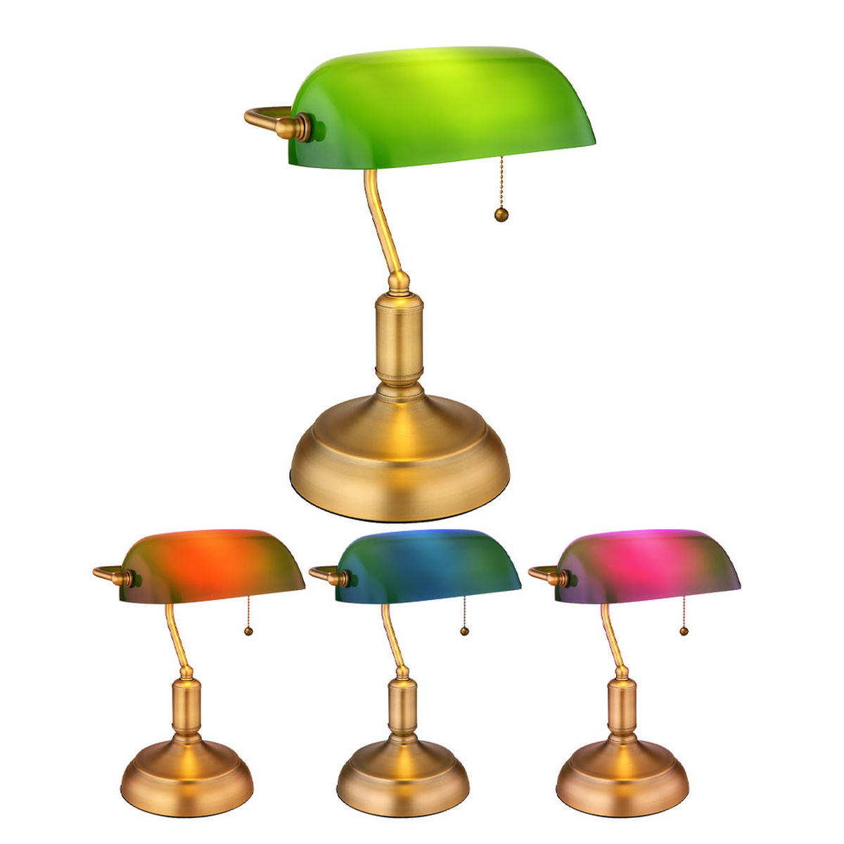 TISCHLEUCHTE Antique Messing Grün - Messingfarben, Glas (26.5/18/36cm) - Globo Lighting