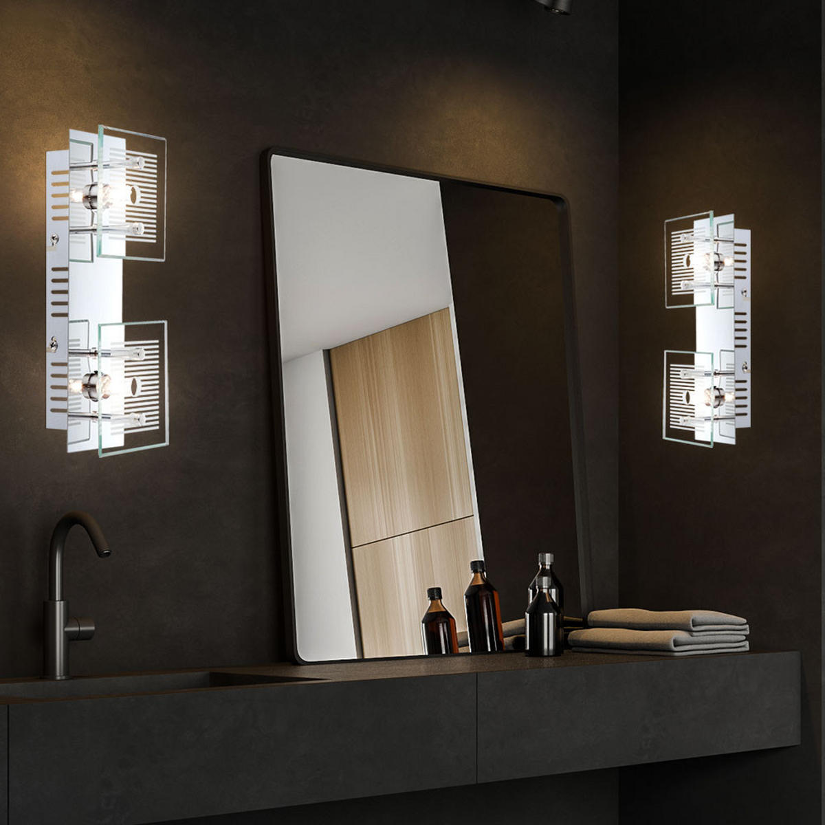 LED WANDLEUCHTE GILMA Metall Silber - Silberfarben, Glas (10/7.5/25cm) - Globo Lighting